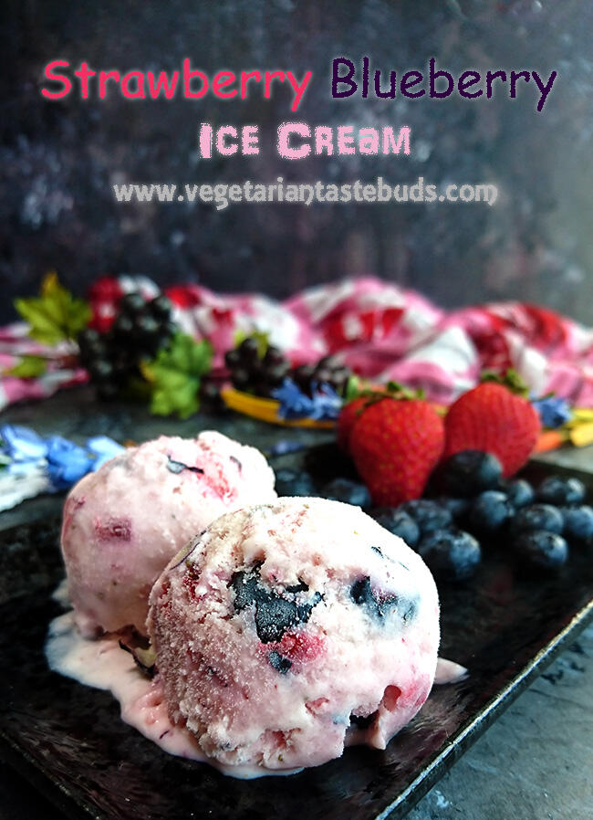 Easy Eggless Strawberry Blueberry Ice Cream – 5 Ingredients | Egg-free ...